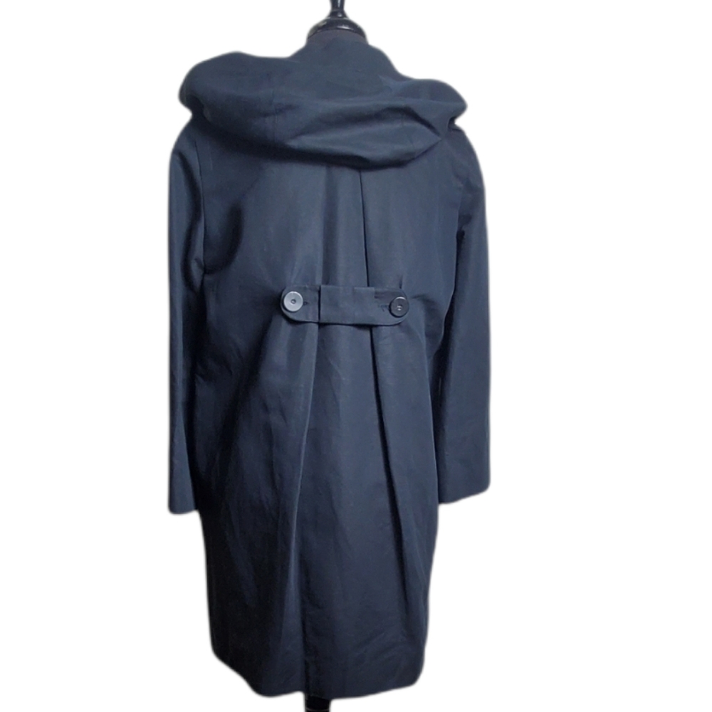Sandro Paris pleated jacket T40 US 8 black button front coat minimalist chic - Picture 2 of 6